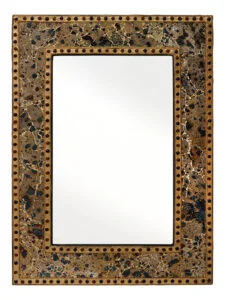 Chronikle Rectangular Mosaic Wooden Frame Golden Home Decor Wall Mirror ( Size: 45 x 2 x 60 CM | Weight: 3925 grm | Color: Golden )