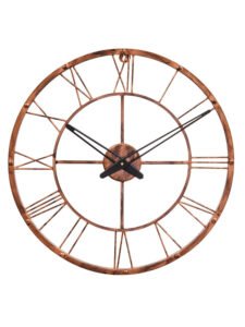 Chronikle Round Metal Copper Color Home/Office Decor Roman Figure Black Needle Wall Clock With Roman Figure ( Size: 46 x 1 x 46 CM | Weight: 1240 grm | Color: Copper )