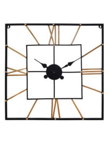 Chronikle Elegant Golden Square Metal Home/Office Decor Black Needle Wall Clock with Roman Figure ( Size: 58 x 1 x 58 CM | Weight: 1720 grm | Color: Golden )
