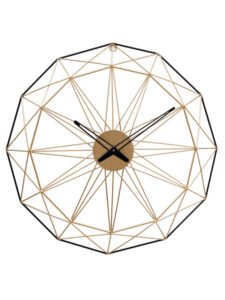 Chronikle Golden Round Metal Net Star Style Home/Office Decor Black Needle Wall Clock ( Size: 61 x 1 x 61 CM | Weight: 1380 grm | Color: Golden )