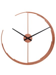Chronikle Decorative Copper Color Round Moon Style Metal Home/Office Decor Black Needle Wall Clock ( Size: 60 x 1 x 60 CM | Weight: 1450 grm | Color: Copper )