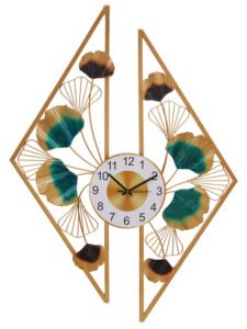 Chronikle Designer Golden Metal Full Figure Floral Style Home/Office Decor Wall Clock ( Size: 68 x 1 x 97 CM | Weight: 2230 grm | Color: Golden )