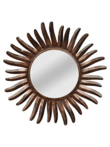 Chronikle Sun Burst Designer Iron Frame Brown Home Decor Wall Mirror ( Size: 61 x 3 x 61 CM | Weight: 1500 grm | Color: Brown )