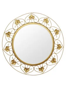 Chronikle Floral Design Iron Frame Golden Home Decor Wall Mirror ( Size: 61 x 2 x 61 CM | Weight: 2245 grm | Color: Golden )