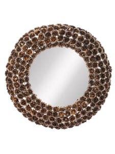 Chronikle Designer Round Iron Frame Brown Home Decor Wall Mirror ( Size: 80 x 3 x 80 CM | Weight: 6000 grm | Color: Brown )