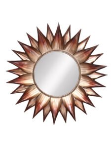 Chronikle Sun Burst Designer Iron Frame Copper Color Home Decor Wall Mirror ( Size: 63 x 2 x 63 CM | Weight: 2315 grm | Color: Copper )
