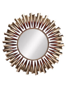 Chronikle Designer Round Iron Frame Golden Home Decor Wall Mirror ( Size: 61 x 4 x 61 CM | Weight: 2775 grm | Color: Golden )