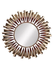 Chronikle Designer Round Iron Frame Golden Home Decor Wall Mirror ( Size: 61 x 4 x 61 CM | Weight: 2775 grm | Color: Golden )