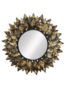 Chronikle Sun Burst Designer Iron Frame Golden Home Decor Wall Mirror ( Size: 65 x 2 x 65 CM | Weight: 2240 grm || Color: Golden )