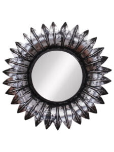 Chronikle Floral Design Iron Frame Silver & Black Home Decor Wall Mirror ( Size: 60 x 2 x 60 CM | Weight: 2395 grm | Color: Silver & Black )