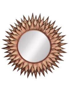 Chronikle Sun Burst Designer Iron Frame Pink & Brown Home Decor Wall Mirror ( Size: 63 x 2 x 63 CM | Weight: 2400 grm | Color: Pink & Brown )