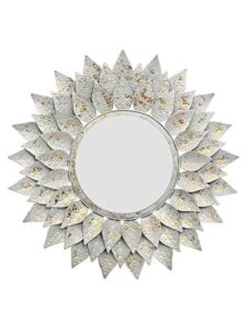 Chronikle Sun Burst Designer Iron Frame Silver Home Decor Wall Mirror ( Size: 64 x 3 x 64 CM | Weight: 2220 grm | Color: Silver )