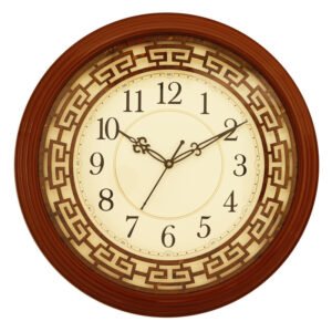 Chronikle Elegant Round Wooden Brown Home Decor Analog Wall Clock With Sweep Movement ( Size: 40 x 4.5 x 40 CM | Weight: 1330 grm | Color: Brown)