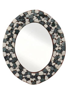 Chronikle Elegant Oval Stone Multicolor Frame Home Decor Wall Mirror ( Size: 26 x 2 x 30.5 CM | Weight: 1120 grm | Color: Multi )