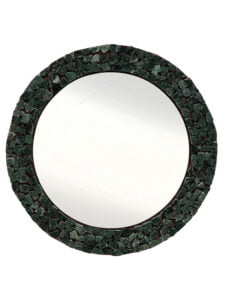 Chronikle Round Multicolor Stone Frame Home Decor Wall Mirror ( Size: 31.5 x 2 x 31.5 CM | Weight: 1340 grm | Color: Multi )