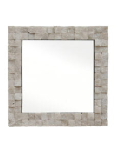 Chronikle Square Design Stone Frame Cream Color Home Decor Wall Mirror ( Size: 30 x 1.5 x 30 CM | Weight: 1970 grm | Color: Cream )