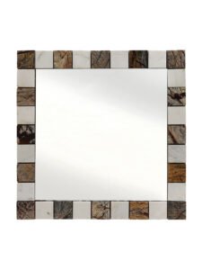 Chronikle Elegant Square Stone Frame Multicolor Home Decor Wall Mirror ( Size: 45 x 2 x 45 CM | Weight: 4040 grm | Color: Multi )