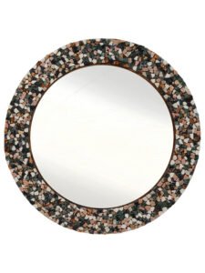 Chronikle Elegant Round Stone Frame Multicolor Home Decor Wall Mirror ( Size: 61 x 2 x 61 CM | Weight: 4180 grm | Color: Multi )
