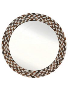 Chronikle Elegant Round Stone Frame Multicolor Home Decor Wall Mirror ( Size: 61 x 2 x 61 CM | Weight: 5000 grm | Color: Multicolor )