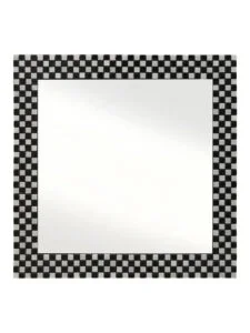 Chronikle Elegant Stone Iron Frame Black and White Home Decor Wall Mirror ( Size: 61 x 2 x 61 CM | Weight: 6500 grm | Color: Black & White )