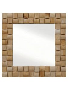 Chronikle Elegant Square Stone Frame Brown Home Decor Wall Mirror ( Size: 60 x 3 x 60 CM | Weight: 10800 grm | Color: Brown )