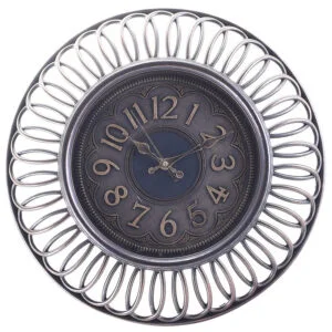 Chronikle Floral Design Round Analog Blue Plastic Full Figure Home Decor Wall Clock With Sweep Movement ( Size: 41 x 4 x 41 CM | Weight: 600 grm | Color: Blue )