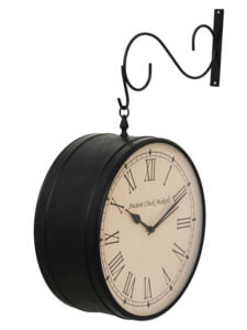 Chronikle Antique Metal Black Double Sided Roman & Full Figure Home Decor Railway/Metro Station Hanging 12" Wall Clock ( Size: 42 x 15 x 51 CM | Weight: 1830 grm | Color: Black )