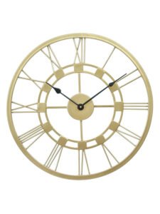 Chronikle Decorative Round Golden Analog Metal Home/Office Decor Roman Figure Wall Clock With Non-Ticking Movement ( Size: 45 x 1 x 45 CM | Weight: 1220 grm | Color: Golden )