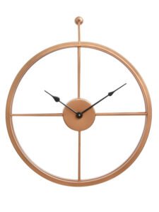 Chronikle Elegant Round Copper Color Metal Home/Office Decor Black Needle Wall Clock With Non-Ticking Movement ( Size: 45 x 6 x 51 CM | Weight: 1550 grm | Color: Copper )