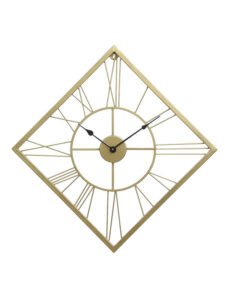Chronikle Decorative Square Golden Analog Metal Home/Office Decor Black Needle Roman Figure Wall Clock With Non-Ticking Movement ( Size: 65 x 1 x 65 CM | Weight: 1310 grm | Color: Golden )