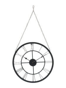 Chronikle Decorative Round Black Analog Metal Hanging Roman Figure Wall Clock With Non-Ticking Movement ( Size: 46 x 2 x 87 CM | Weight: 1170 grm | Color: Black )