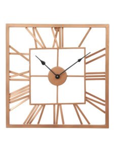 Chronikle Decorative Square Copper Color Analog Metal Home/Office Decor Black Needle Roman Figure Wall Clock With Non-Ticking Movement ( Size: 45 x 1 x 45 CM | Weight: 1235 grm | Color: Copper )