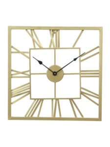 Chronikle Decorative Square Golden Analog Metal Home/Office Decor Black Needle Roman Figure Wall Clock With Non-Ticking Movement ( Size: 45 x 1 x 45 CM | Weight: 1235 grm | Color: Golden )