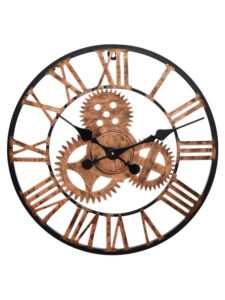 Chronikle Designer Round Copper Color Analog Metal Home/Office Decor Black Needle Roman Figure Wall Clock With Non-Ticking Movement ( Size: 45 x 1 x 45 CM | Weight: 1060 grm | Color: Copper )