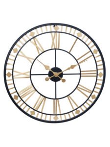 Chronikle Designer Round Analog Metal Home/Office Decor Golden Roman Figure Wall Clock With Non-Ticking Movement ( Size: 62 x 1 x 62 CM | Weight: 2260 grm | Color: Golden )