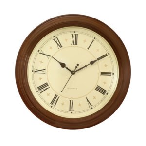 Chronikle Elegant Golden & Brown Plastic Home Decor Round Analog Roman Figure Wall Clock With Sweep Movement ( Size: 40 x 5 x 40 CM | Color: Golden & Brown | Weight: 1075 grm )