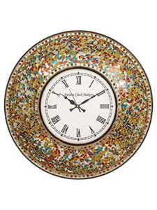 Chronikle Decorative Round Multicolor Mosaic Metal Roman Figure White Dial Home/Office Decor Wall Clock ( Size: 58 x 8 x 58 CM | Weight: 3130 grm | Color: Multi )