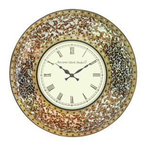 Chronikle Designer Multicolor Round Mosaic Metal Home/Office Roman Figure White Dial Decor Wall Clock With Non-Ticking Movement ( Size: 58 x 8 x 58 CM | Weight: 3060 grm | Color: Multi )