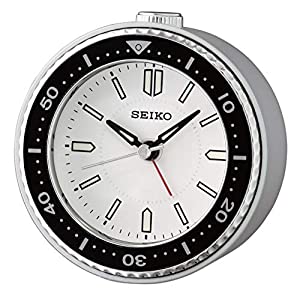 Seiko Elegant Table Top White Round Plastic Analog Beep Alarm Clock with Sweep Movement ( Size: 9.5 x 5 x 9.5 CM | Weight: 200 grm | Color: White )