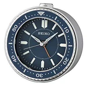 Seiko Elegant Table Top Round Silver Plastic Analog Beep Alarm Clock with Sweep Movement ( Size: 9.5 x 5 x 9.5 CM | Weight: 200 grm | Color: Silver )
