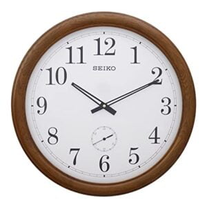 Seiko Classic Round Roman Figure Analog Brown Wooden Home Decor Wall Clock ( Size: 50 x 4 x 50 CM | Weight: 3200 grm | Color: Brown )