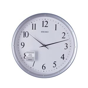 Seiko Elegant Round Silver Analog Plastic Full Figure Home Decor Wall Clock ( Size: 31 x 4.4 x 31 CM | Weight: 850 grm | Color: Silver )