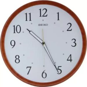 Seiko Elegant Round Brown Plastic LumiBrite Analog Home Decor Wall Clock ( Size: 31 x 4 x 31 CM | Weight: 680 grm | Color: Brown )