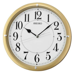Seiko Elegant Round Analog Almond Plastic Full Figure Home Decor Wall Clock with Sweep Movement ( Size: 31 x 4.6 x 31 CM | Weight: 670 grm | Color: Almond )