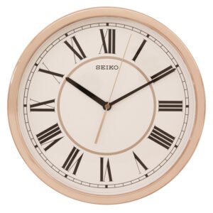 Seiko Classic Round Roman Figure Almond Analog Plastic Home Decor Wall Clock with Sweep Movement ( Size: 31 x 3.9 x 31 CM | Weight: 750 grm | Color: Almond )