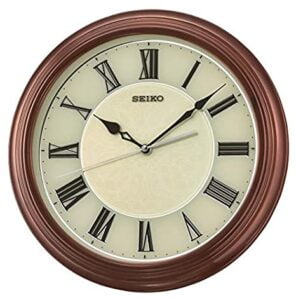Seiko Elegant Round Analog Rosewood Plastic Roman Figure Home Decor Wall Clock With Sweep Movement ( Size: 33 x 4.5 x 33 CM | Weight: 1350 grm | Color: Rosewood )