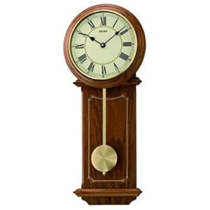 Seiko Decorative Vertical Wooden Analog Brown Roman Figure Pendulum Wall Clock ( Size: 21.5 x 7.5 x 51 CM | Weight: 1150 grm | Color: Brown )