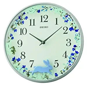 Seiko Decorative Round Analog Blue Plastic Cute Rabbit Print Dial Home Decor Wall Clock ( Size: 33 x 6.7 x 33 CM | Weight: 1000 grm | Color: Blue )