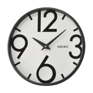 Seiko Elegant Round Black Analog Plastic Home Decor Wall Clock with Sweep Movement ( Size: 33 x 6.4 x 33 CM | Weight: 1000 grm | Color: Black )