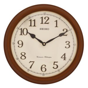 Seiko Classic Round Brown Plastic Analog Home Decor Wall Clock with Sweep Movement ( Size: 37 x 7 x 37 CM | Weight: 1320 grm | Color: Brown )